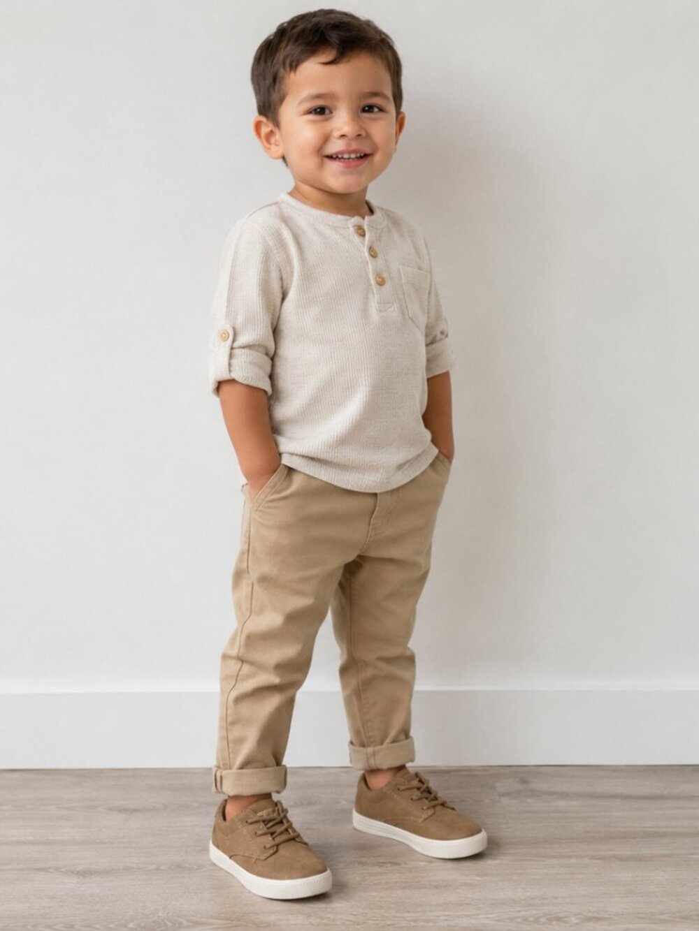 OshKosh B’gosh Putney Toddler Boys Tan Lace Up Sneakers Shoes Size 8M